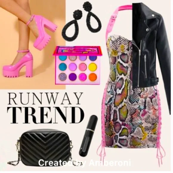 Multicolor Snakeskin Python Snake Print Halter Caged Party Cocktail Dress - Picture 2 of 12